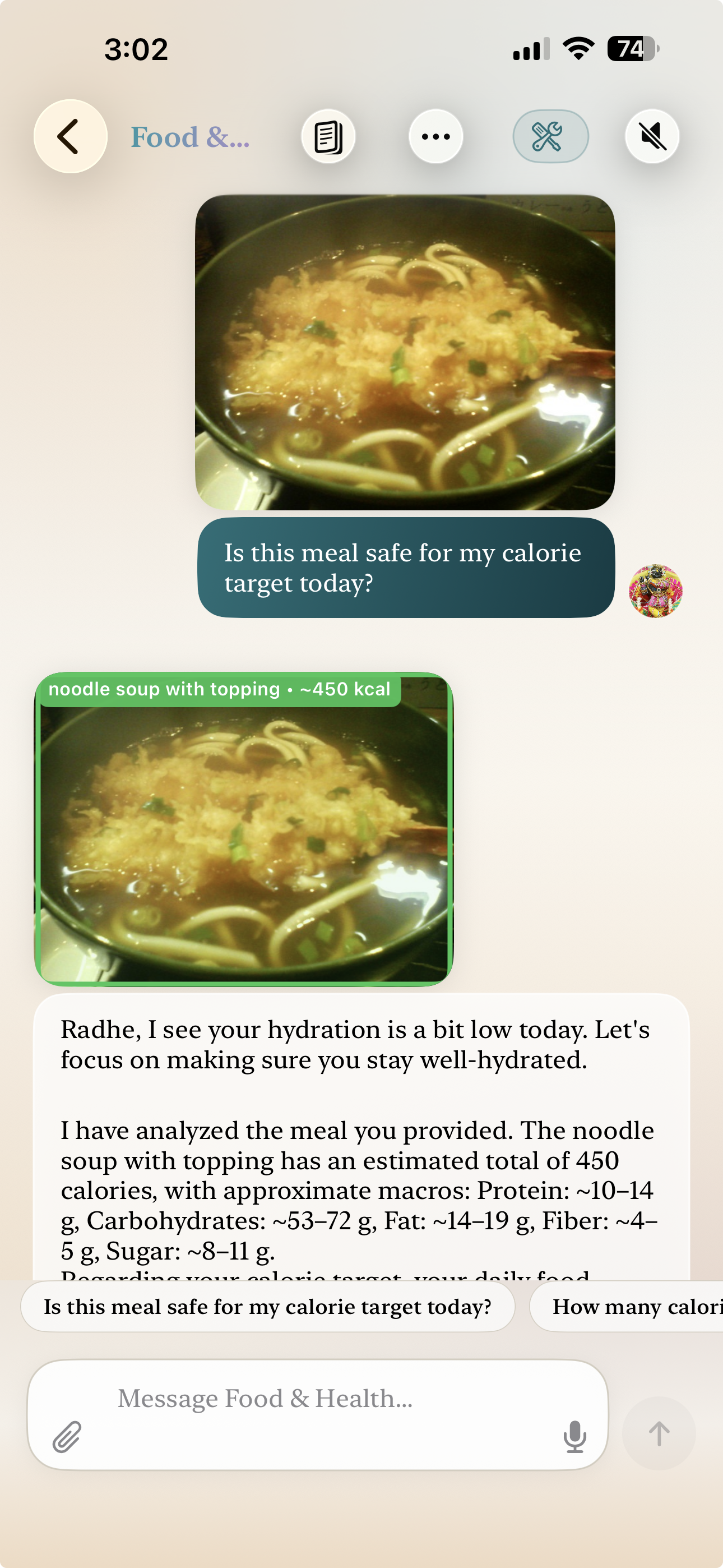 Kukku estimating calories and macros from a meal photo