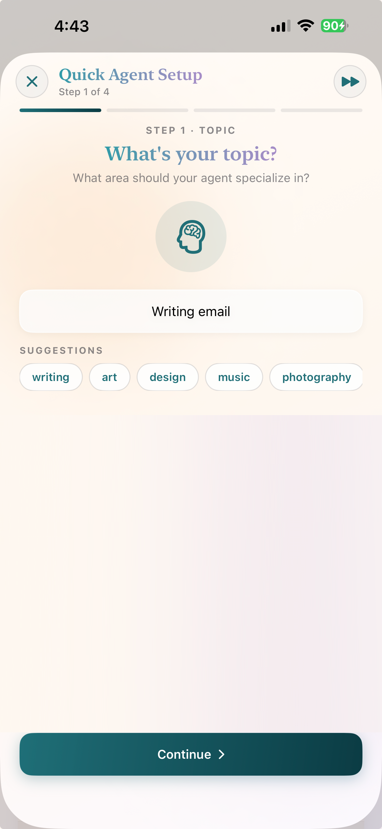 Kukku creating an agent from a topic
