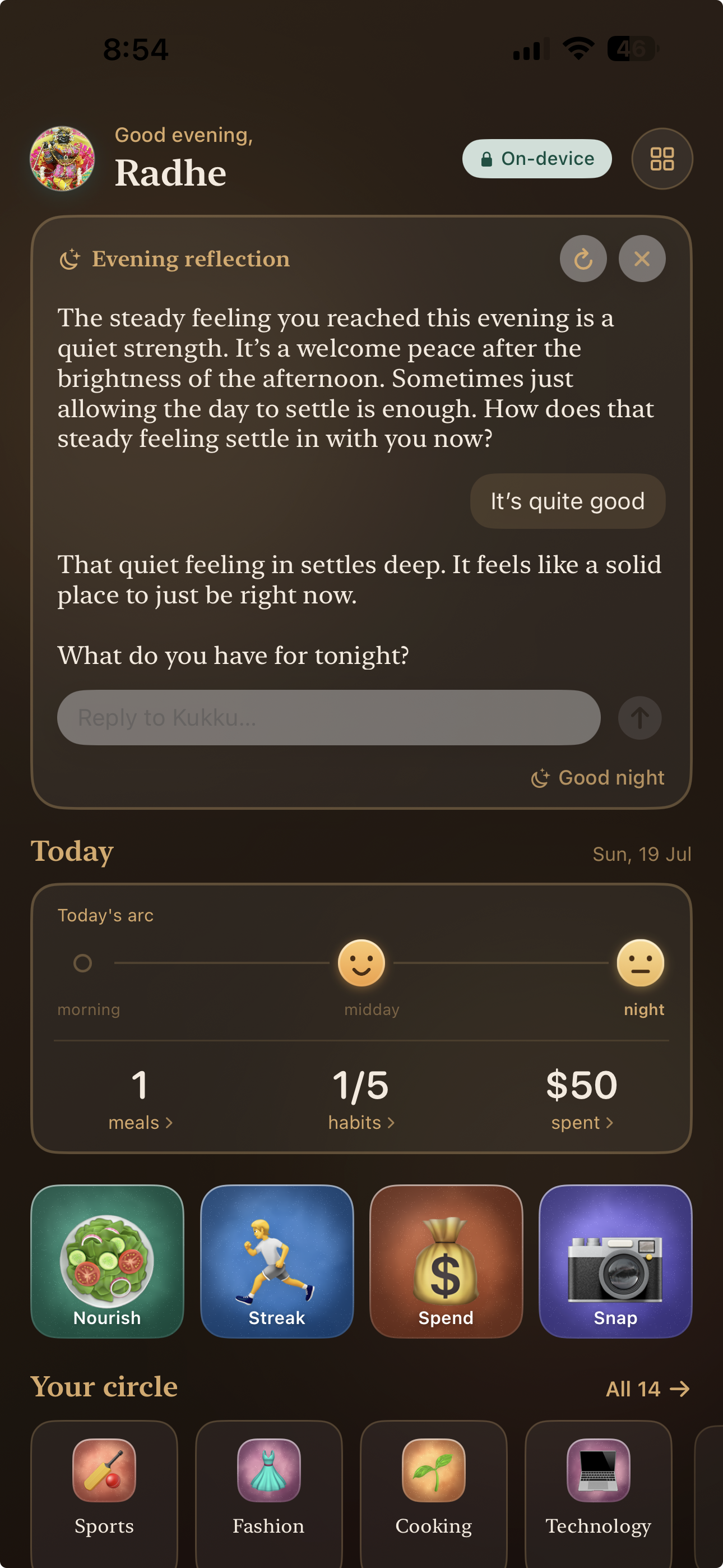 Kukku evening reflection card